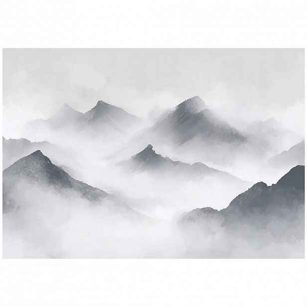 Wallarena FOTOTAPETA Hory Mlžná šedá 300x210 cm
