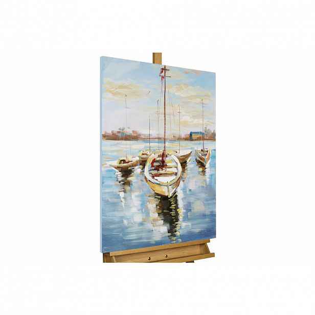 KUNSTLOFT RUČNĚ MALOVANÝ AKRYLOVÝ OBRAZ MODRÝ/ŽLUTÝ, 60/90 CM