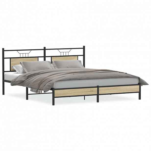 vidaXL Rám postele bez matrace Dub Sonoma 183x203cm Dřevěné konstrukce