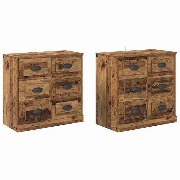 vidaXL Konzole 2 ks Staré dřevo 70 x 35,5 x 67,5 cm Kompozitní dřevo