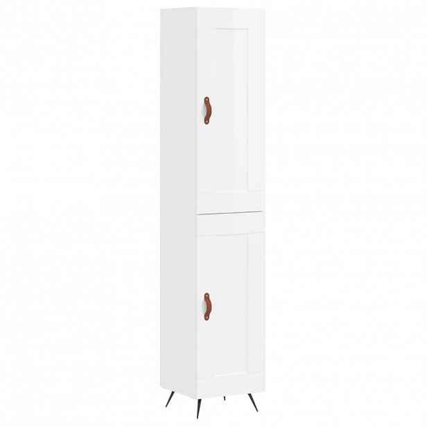 vidaXL Skříň highboard bílá s vysokým leskem 34,5x34x180 cm kompozit