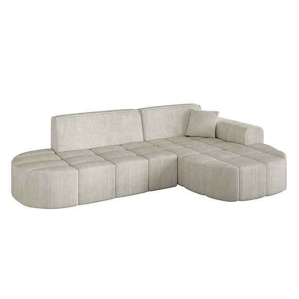 ALTDECOR ROHOVÁ SEDAČKA s otomanem, pravá LIVO-L1 252x173x79,5 Krémová Manšestr