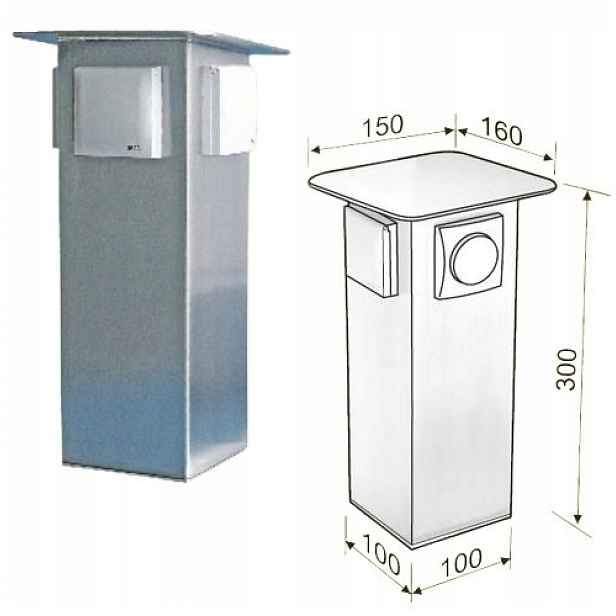 Mcj Nerezový zahradní sloupek, 2 zásuvky 230V/50Hz, IP44, 30cm