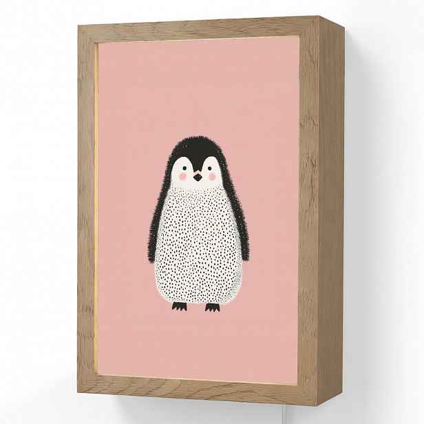 OnlyWow NÁSTĚNNÁ LAMPA Tučňák - Tečky - Minimalistický - Růžový 20x30 cm