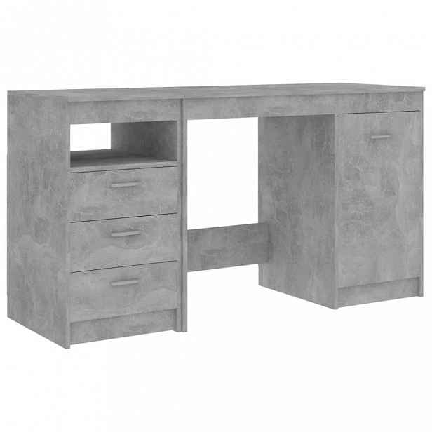 Psací stůl se zásuvkami a skříňkou 140x50 cm Beton