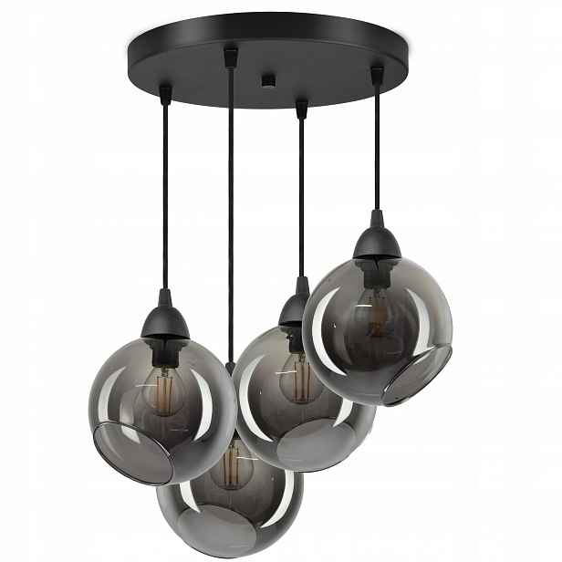 Závěsná stropní lampa 4 skleněné koule Grafit Led