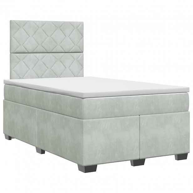 vidaXL Postel boxspring s matrací Světle šedá 120 x 190 cm Samet