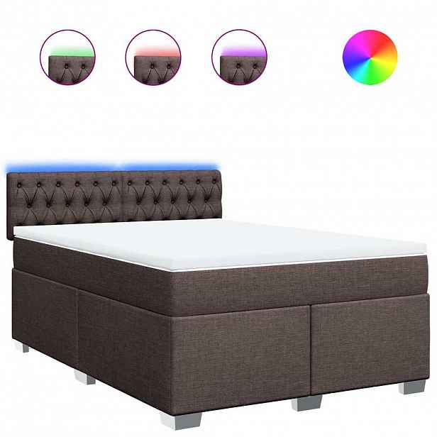 vidaXL Box spring postel s matrací tmavě hnědá 140x190 cm textil