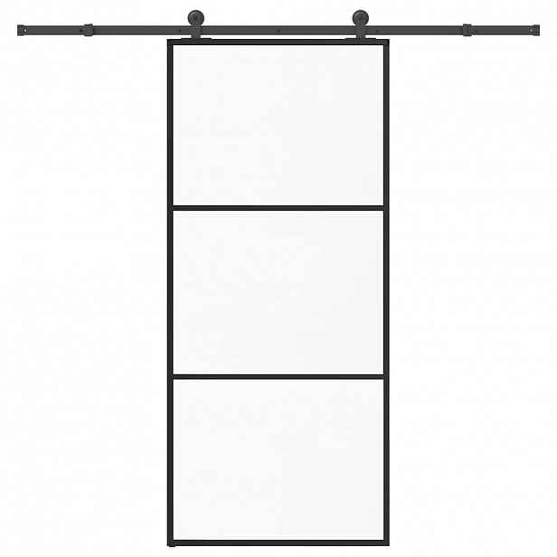 vidaXL Posuvné dveře s kováním 90x205 cm ESG sklo a hliník