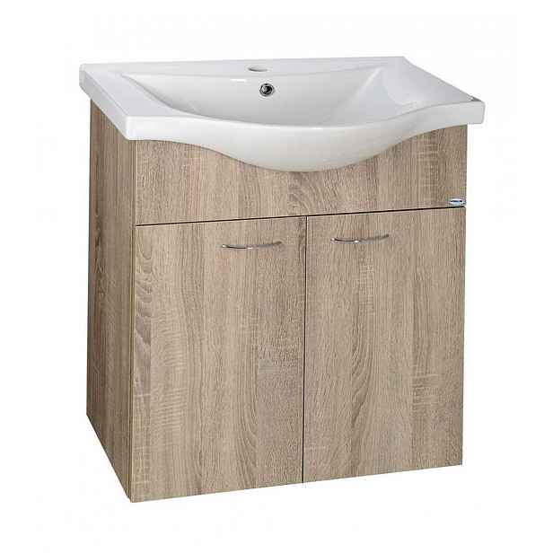 Aqualine Keramia Fresh - Umyvadlová skříňka 61x74x34 cm, dub platin 50065