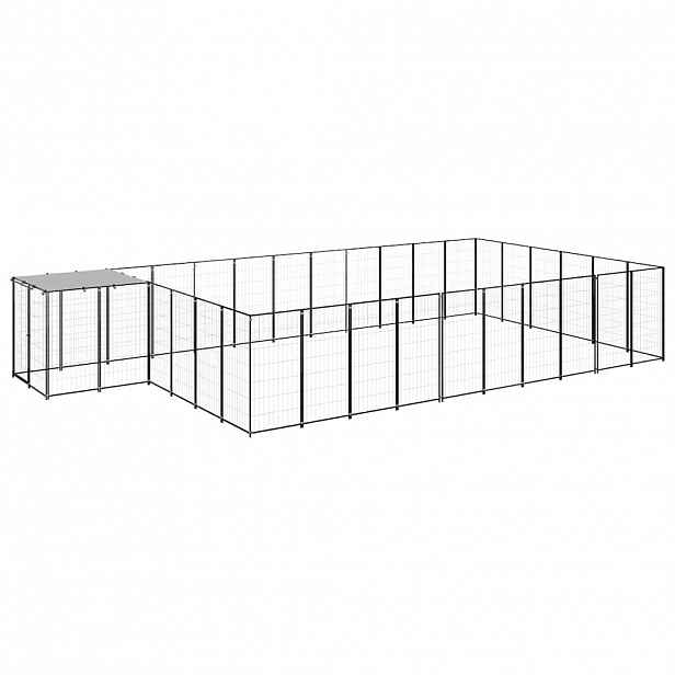 vidaXL Psí kotec černý 19,36 m² ocel