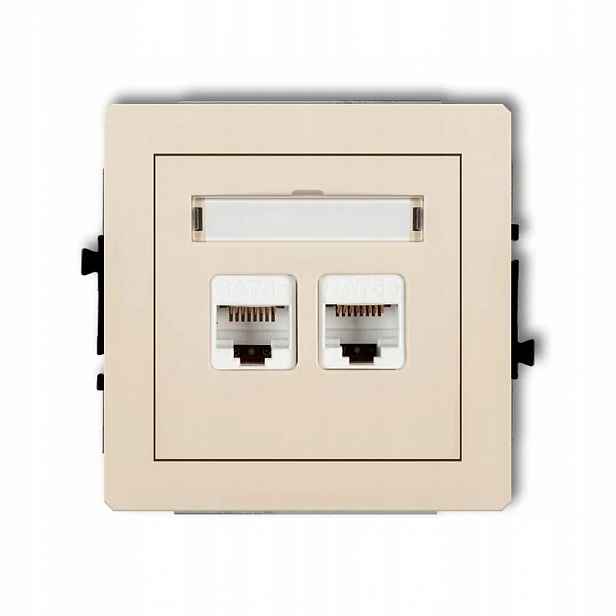 Béžová dvojitá počítačová zásuvka RJ45 1DGK-4 Deco Karlik