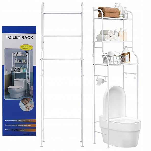 Koupelnový regál Skříňka nad toaletu Pračka Loft 3 Police Bílá 152x25x47 cm