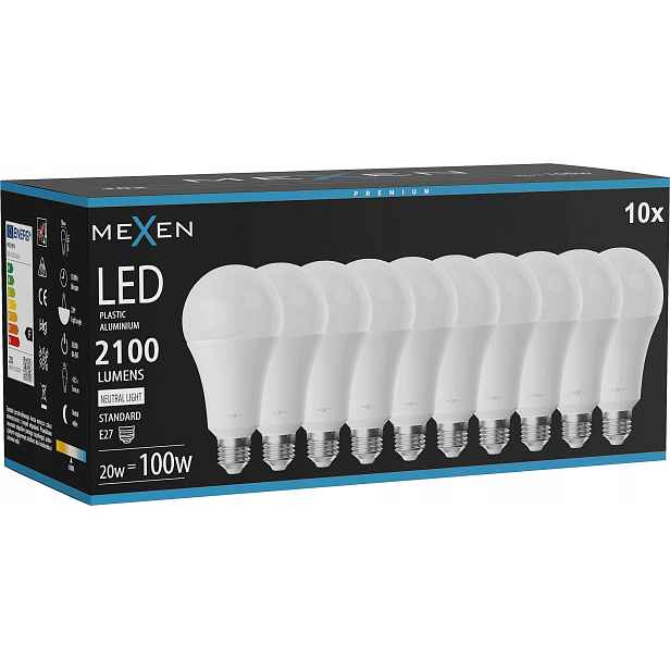 Mexen Nova 10x Led Žárovka E27 A70 20W Neutrální Bílá 4000K 2100 LM
