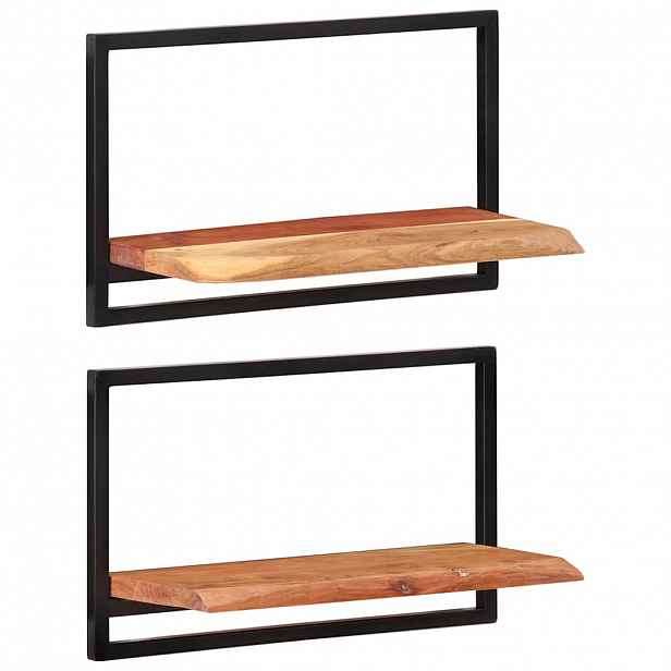 vidaXL Nástěnné police 2 ks 60 x 25 x 35 cm masivní akácie a ocel