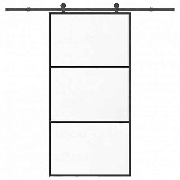 vidaXL Posuvné dveře s kováním 102x205 cm ESG sklo a hliník