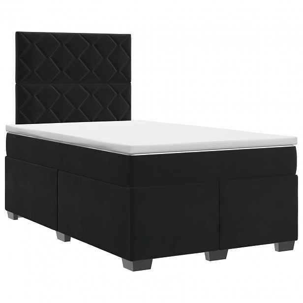 vidaXL Postel boxspring s matrací Černá 120 x 190 cm Samet