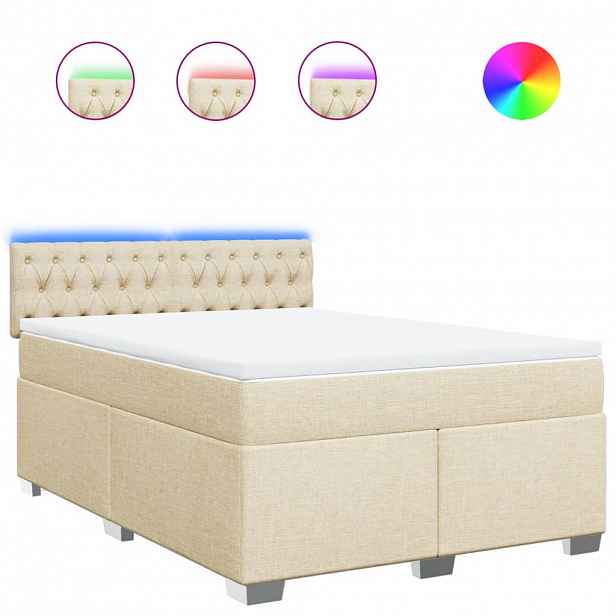 vidaXL Box spring postel s matrací krémová 140x190 cm textil
