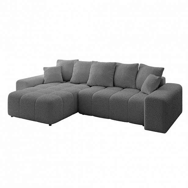 ALTDECOR ROHOVÁ SEDACÍ SOUPRAVA s otomanem vlevo ENIL-L 297x189x68 šedá buklé