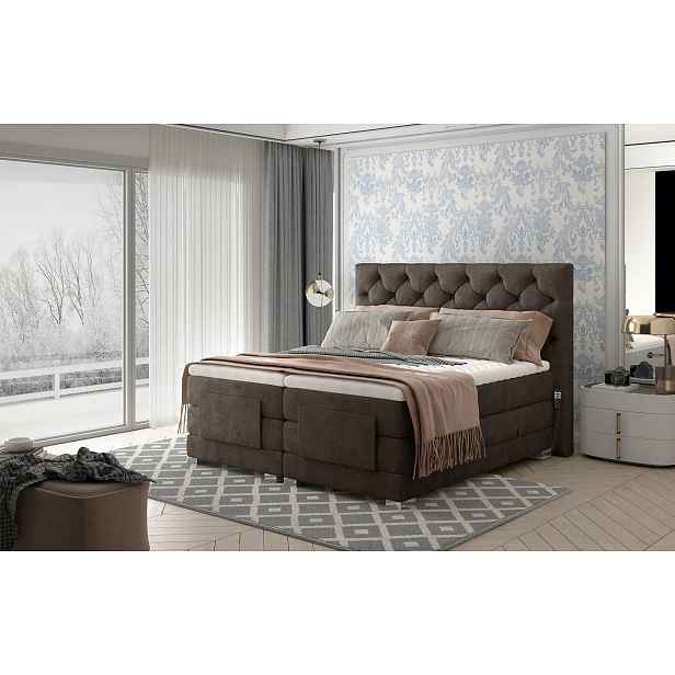 Luxusní polohovací postel 180x200 LIVANO - hnědá