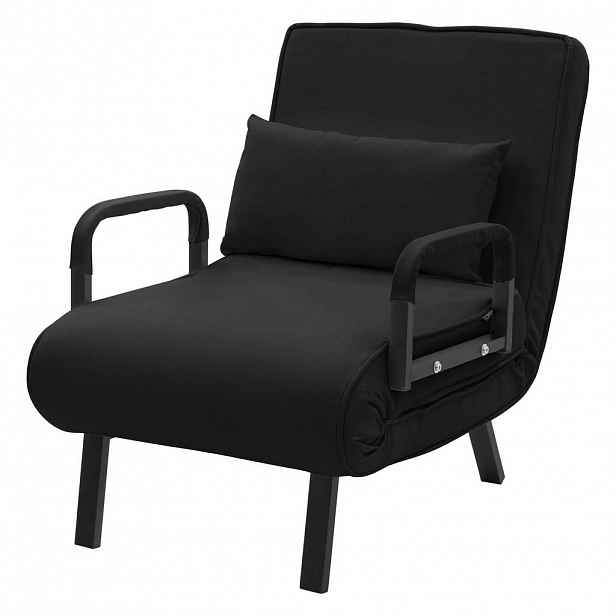 ML-DESIGN SPACÍ KŘESLO s funkcí postele, černé, 186 x 60 cm, skládací křeslo s ocelovým rámem a čenilou