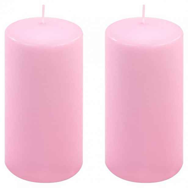 Sada sloupových svíček, 15 cm, Ø 7,5 cm, růžová, 2 ks