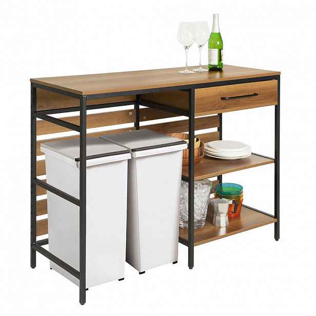 SoBuy KUCHYŇSKÝ OSTRŮVEK s 1 zásuvkou Hnědá 120x45x90cm Industriální