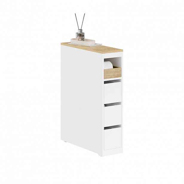 SoBuy NÍZKÁ KOUPELNOVÁ SKŘÍŇKA se 4 zásuvkami Bílá 60x20x82cm Nordický