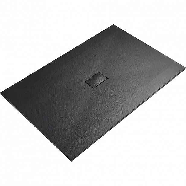Sprchová vanička obdélníková FlexiCut - SMC/minerální kompozit - upravitelná - černá matná - 150x100x3 cm