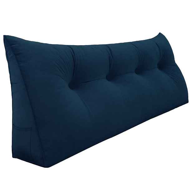Vercart ZÁDOVÝ POLŠTÁŘ na postel samet Modrý 120 cm