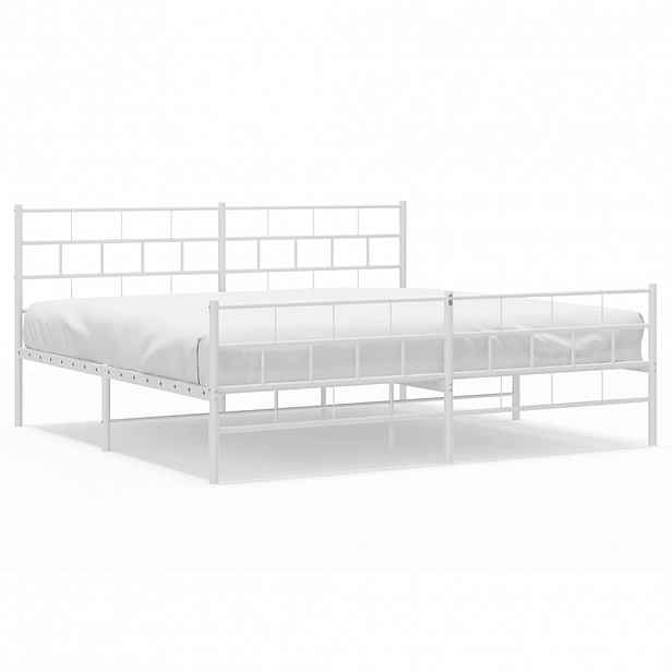 vidaXL Kovový rám postele s hlavovým a nožním čelem bílý 183 x 213 cm