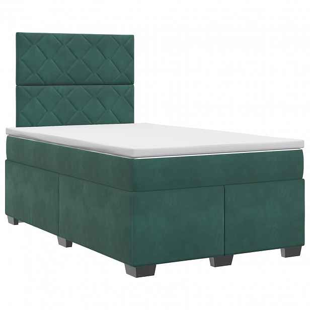vidaXL Postel boxspring s matrací Tmavě zelená 120 x 190 cm Samet