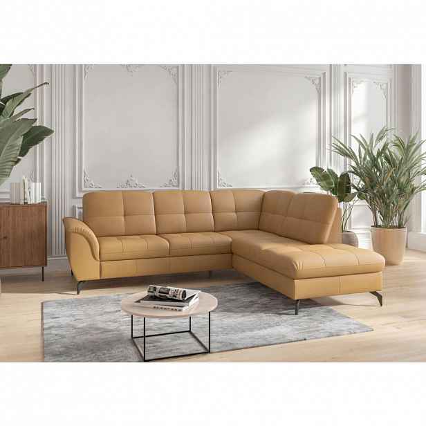 Sit & More ROHOVÁ SEDAČKA, textil, kůže, curry žlutá