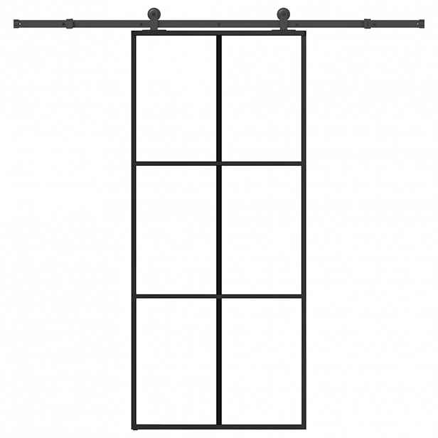 vidaXL Posuvné dveře s kováním 90x205 cm ESG sklo a hliník