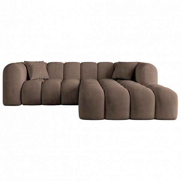 ALTDECOR ROHOVÁ SEDACÍ SOUPRAVA s otomanem vpravo OLEA-L1 – 231 × 173 × 74 cm hnědá