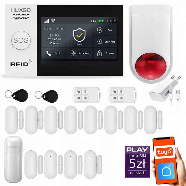 Bezdrátový alarm WiFi Gsm 4G, Tuya, sada alarmu Huxgo HXA007 D12WS