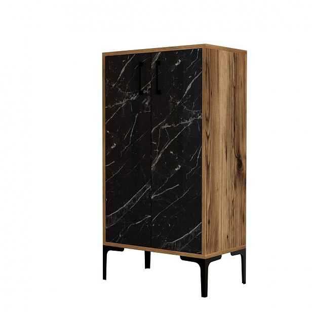 Botník Prag Walnut and Black Marble
