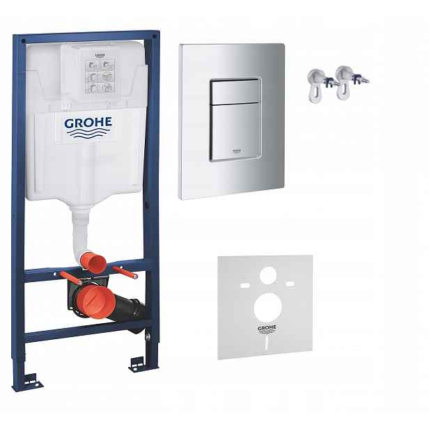 Kompletní podomítkový Wc set – stojan Grohe stříbrné tlačítko