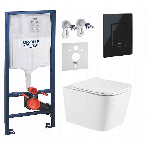 Podomítkový Wc set Grohe s mísou Alba a tlačítkem Černý lesk