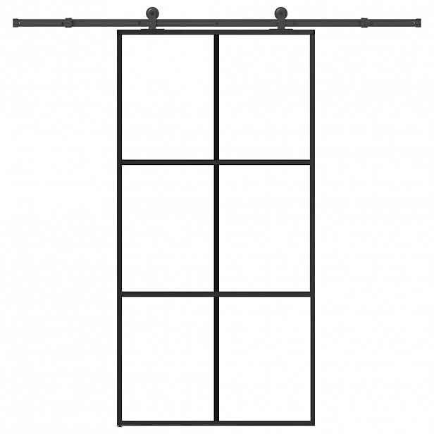 vidaXL Posuvné dveře s kováním 102x205 cm ESG sklo a hliník