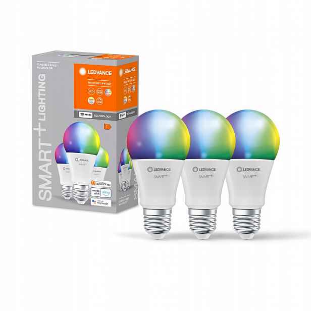 3PAK Led žárovka E27 A60 9W 806lm Rgbw Smart WiFi Stmívatelná Ledvance