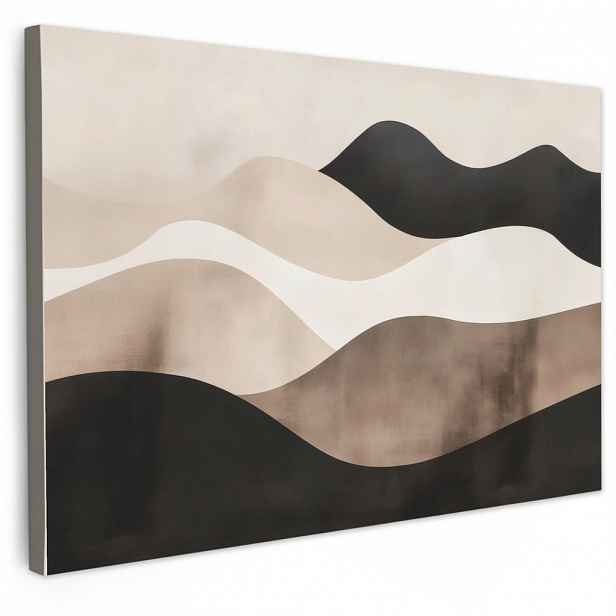 MuchoWow OBRAZ NA PLÁTNĚ Abstraktní - Krajina - Vlny - Krémová barva 60x40 cm