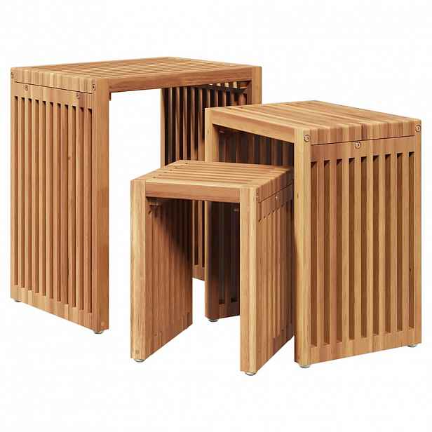 vidaXL Zahradní stolek 3 ks Hnědá 33 x 44,5 x 51 cm