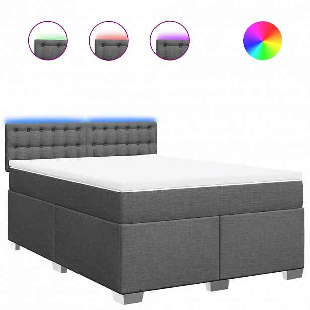 vidaXL Box spring postel s matrací tmavě šedý 140 x 190 cm textil