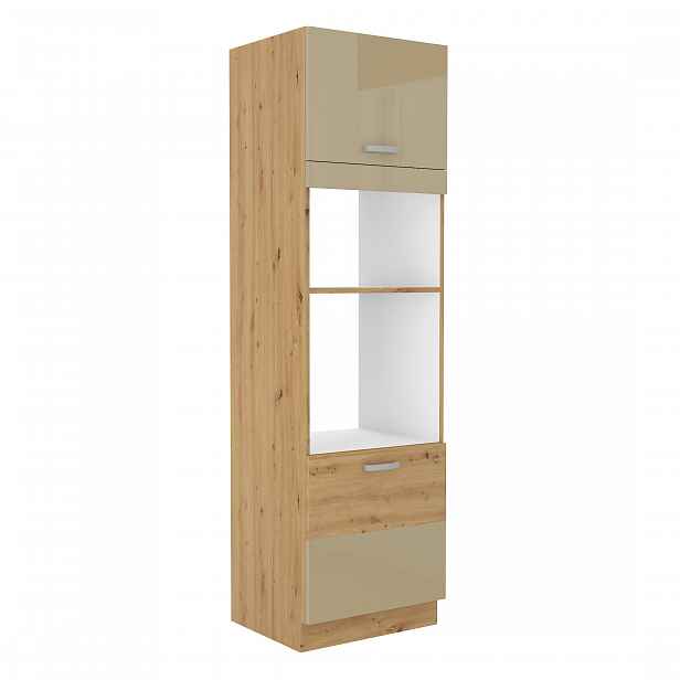 MEADOW, skříňka vysoká na vestavnou troubu a mirkovlnku 60 DPM-210 2F, korpus: dub artisan, dvířka:
