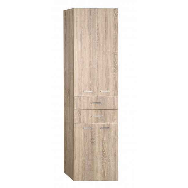 Aqualine Keramia Fresh - Vysoká skříňka ZOJA se zásuvkami, 50x184x29 cm, dub platin 51296