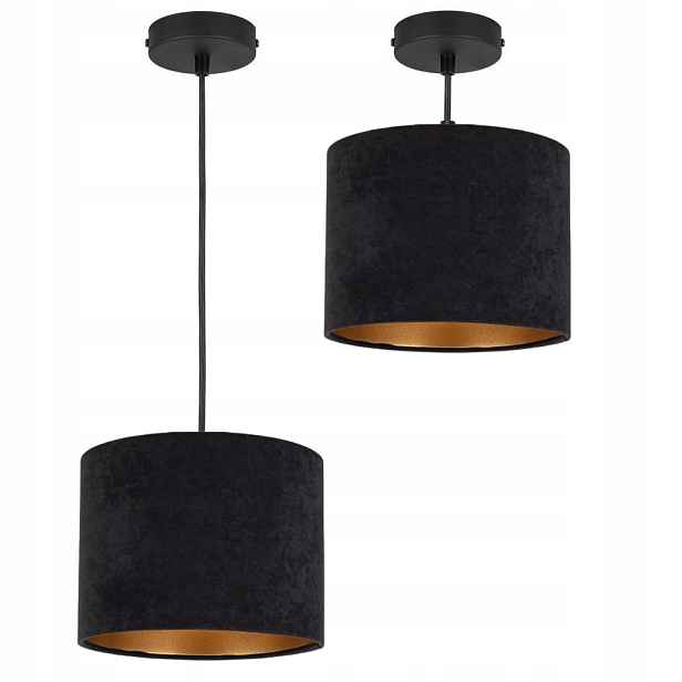 Design Závěsné Stropní Svítidlo Stínítko Semiš Zlatá