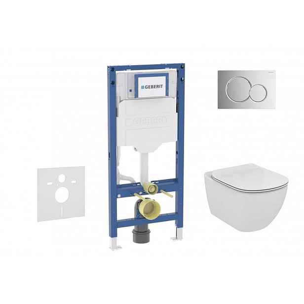 Geberit Duofix - Set předstěnové instalace, klozetu Tesi a sedátka softclose, tlačítko Sigma01, lesklý chrom SANI11CD1133