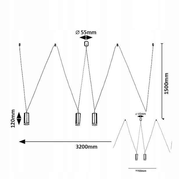 Lustr Závěsná lampa Černá Regulace výšky Senobia 4xGU10 Rabalux