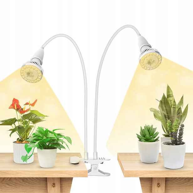 Sansi Led lampa pro rostliny 20W Full Spectrum 2 hlavice E27 na klip, bílá